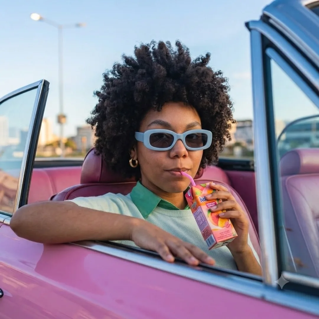 A Get Approved customer relaxing in a car, sipping a drink.